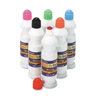 Creativity Street® Sponge Paint Set, 6 Assorted Colors, 2.2 oz Bottles, 6/Pack