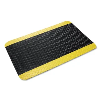Crown Industrial Deck Plate Anti-Fatigue Mat, Black/Yellow Border, 36" x 60"