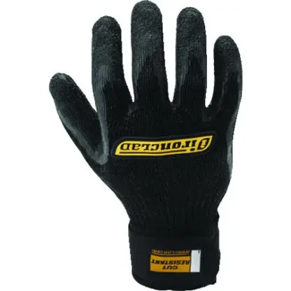 Cut Resist Ply Coated Glove with Elastic Cuff, Extra-Large, Black, 1 Pair