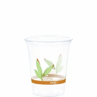 Dart® Bare Eco-Forward RPET Cold Cups, Squat, 12 oz to 14 oz, Plastic, Leaf Design, 50/Pack