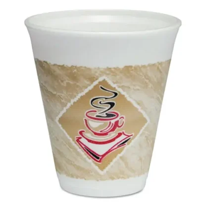 Dart® Cafe G Foam Hot/Cold Cups, 12 oz, Brown/Red/White, 20/Pack
