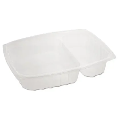 Dart® ClearPac Containers, 2-Compartment, 32.8 oz, Clear, Plastic, 63/Pack, 4 Packs/Carton