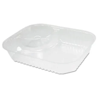 Dart® ClearPac Large Nacho Tray, 2 Compartments, 3.3 oz, Clear Plastic, 500/Carton