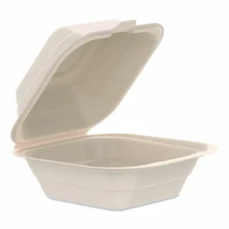 Dart® Compostable Molded Fiber Hinged Trays, ProPlanet Seal, Natural, 500/Carton