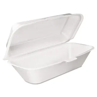 Dart® Foam Hinged Lid Container, Hoagie Container with Removable Lid, White, 125/Bag, 4 Bags/Carton