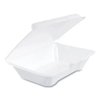 Dart® Foam Hinged Lid Containers, White, 100/Pack, 2 Packs/Carton