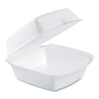 Dart® Foam Hinged Lid Containers, White, 6 x 5.78 x 3, 500/Carton