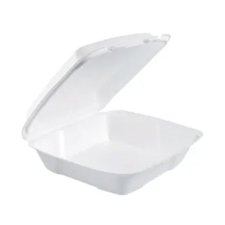 Dart® Foam Hinged Lid Containers, White, 9.01" x 9.4" x 3.1", 200/Carton