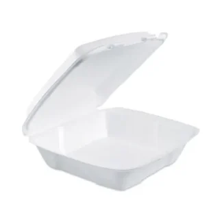 Dart® Insulated Foam Hinged Lid Containers, 9.01 x 9.4 x 3, White, 100/Pack, 2 Packs/Carton
