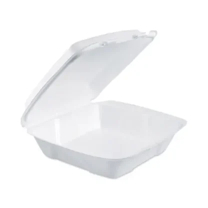 Dart® Insulated Foam Hinged Lid Containers, 9.01 x 9.4 x 3, White, 100/Pack, 2 Packs/Carton
