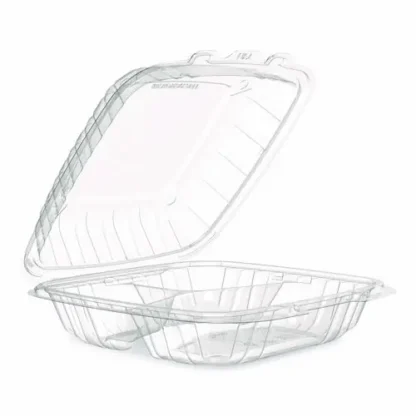 Dart® Microwaveable Hinged Containers, ProPlanet, 3 Compartments, Clear Plastic, 150/Carton