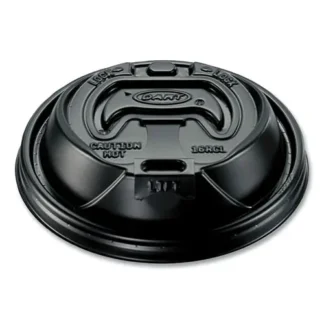 Dart® Optima Reclosable Lid, Fits 12 oz to 24 oz Hot Cups, Plastic, Black, 100/Pack, 10 Packs/Carton