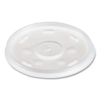 Dart® Plastic Lids for Foam Cups/Bowls/Containers, Flat with Straw Slot, Translucent, 100/Pack, 10 Packs/Carton