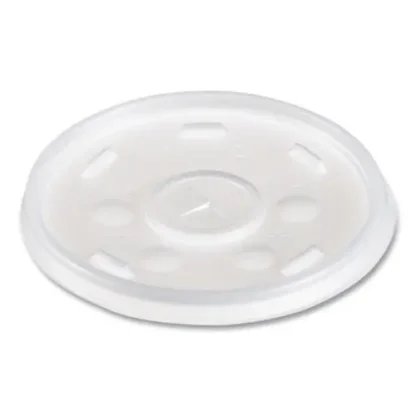 Dart® Plastic Lids for Foam Cups/Bowls/Containers, Flat with Straw Slot, Translucent, 100/Pack, 10 Packs/Carton