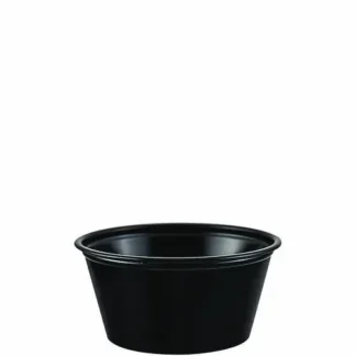 Dart® Polystyrene Portion Cups, 2 oz, Plastic, Black, 250/Bag, 10 Bags/Carton