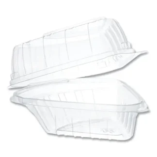 Dart® Showtime Clear Hinged Containers - Pie Wedge, Clear Plastic (250/Carton)