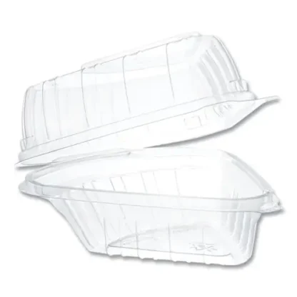 Dart® Showtime Clear Hinged Containers - Pie Wedge, Clear Plastic (250/Carton)