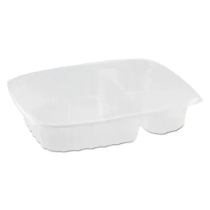 Dart® StayLock Clear Hinged Lid Containers, 3 Compartments, Clear, Plastic, 100/Pack, 2 Packs/Carton