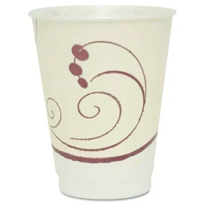 Dart® Trophy Plus Dual Temperature Insulated Cups, Symphony Design, 12 oz, Beige, 100/Pack