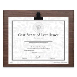 DAX® Plaque With Metal Clip, Wood, Walnut, 8.5 x 11 Insert