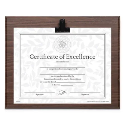 DAX® Plaque With Metal Clip, Wood, Walnut, 8.5 x 11 Insert