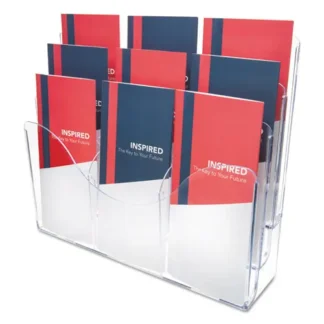 deflecto® 3-Tier Document Organizer with 6 Removable Dividers, Clear, 14" W x 3.5" D x 11.5" H