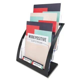 deflecto® 3-Tier Literature Holder, Leaflet Size, Black