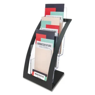 deflecto® 3-Tier Literature Holder, Leaflet Size, Black