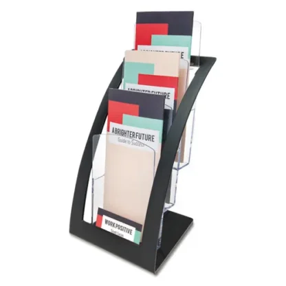 deflecto® 3-Tier Literature Holder, Leaflet Size, Black