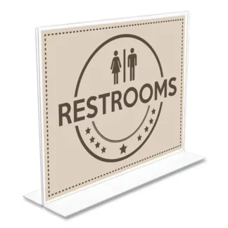 deflecto® Anti-Glare Stand Up Double Sided Sign Holder, 8.5 x 11, Clear