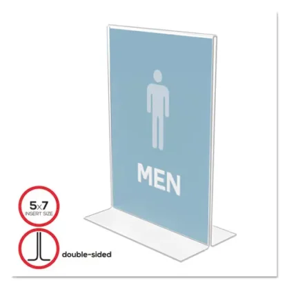 deflecto® Classic Image Double-Sided Sign Holder, Clear, 5 x 7 Insert