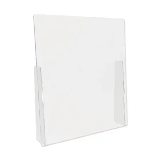 deflecto® Counter Top Barrier with Full Shield, 31.75" x 6" x 36", Polycarbonate, Clear, 2/Carton