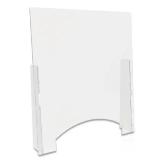 deflecto® Counter Top Barrier with Pass Thru, 31.75" x 6" x 36", Polycarbonate, Clear, 2/Carton