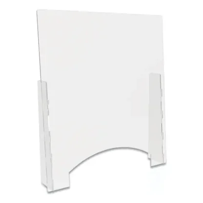 deflecto® Counter Top Barrier with Pass Thru, 31.75" x 6" x 36", Polycarbonate, Clear, 2/Carton
