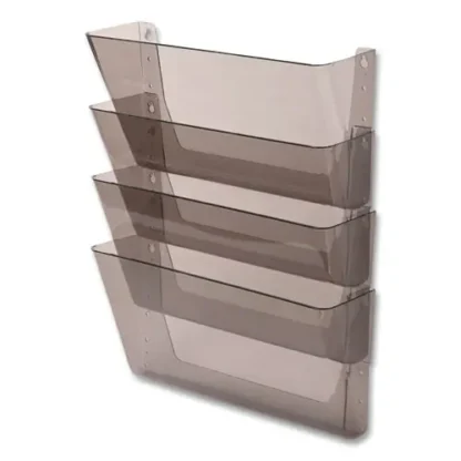 deflecto® DocuPocket Stackable Four-Pocket Wall File, Letter Size, Smoke