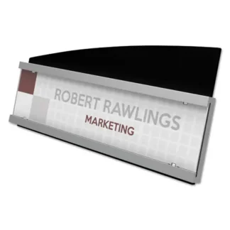 deflecto® Interior Image Anti-Glare Sign Holder, Landscape, 8.5" x 2" Insert, Black/Silver