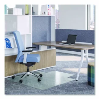 deflecto® OceanMat Carpet Chair Mat, Lipped, Clear, 45" x 53"