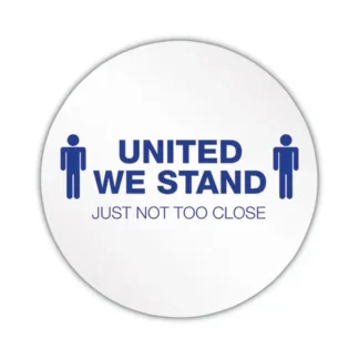 deflecto® Personal Spacing Discs, United We Stand, 20" dia, White/Blue, 6/Pack