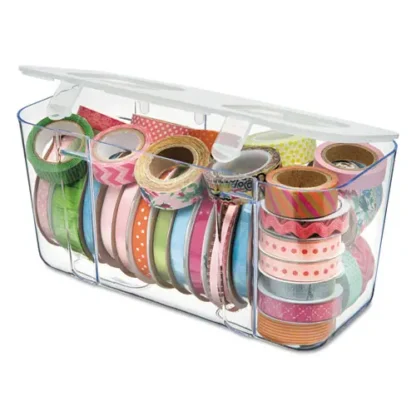 deflecto® Stackable Caddy Organizer, Medium, White, Plastic