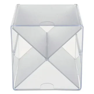 deflecto® Stackable Cube Organizer, X Divider, 4 Compartments, Clear Plastic