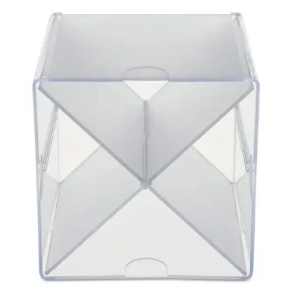 deflecto® Stackable Cube Organizer, X Divider, 4 Compartments, Clear Plastic