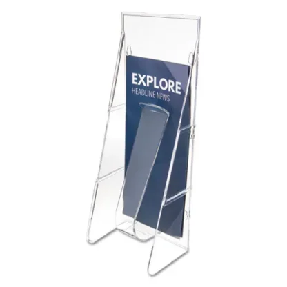 deflecto® Stand-Tall Wall-Mount Literature Rack, Leaflet, Clear