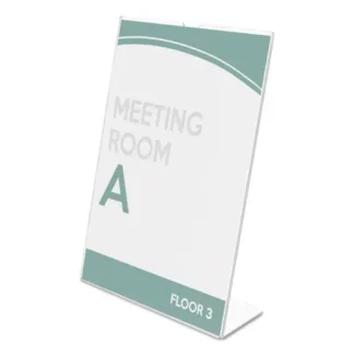 deflecto® Superior Image Slanted Sign Holder, Top Loading, Portrait, 8.5 x 11 Insert, Clear