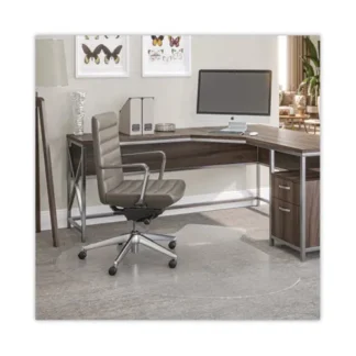 deflecto® SuperMat Frequent Use Chair Mat, Medium Pile Carpet, 60 x 66, L-Shape, Clear