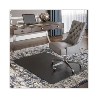 deflecto® SuperMat Frequent Use Chair Mat for Medium Pile Carpet, 45" x 53", Rectangular, Black