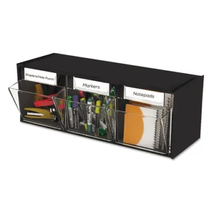 deflecto® Tilt Bin® Interlocking Multi-Bin Storage Organizer