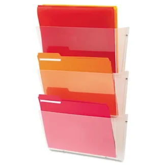 deflecto® Unbreakable DocuPocket Wall File, 3 Sections, Letter Size, Clear, 3/Pack
