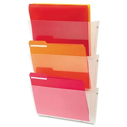 deflecto® Unbreakable DocuPocket Wall File, 3 Sections, Letter Size, Clear, 3/Pack