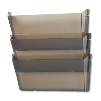 deflecto® Unbreakable DocuPocket Wall File, 3 Sections, Letter Size, Smoke, 3/Pack