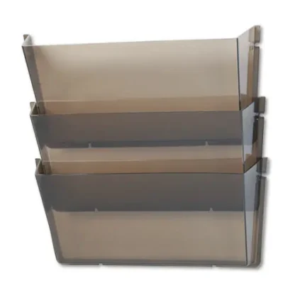 deflecto® Unbreakable DocuPocket Wall File, 3 Sections, Letter Size, Smoke, 3/Pack